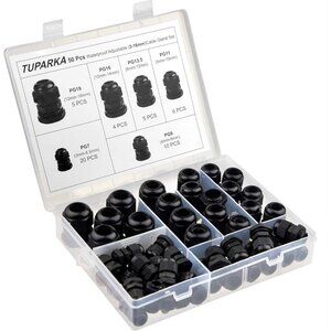 50 Pack Cable Gland Waterproof Adjustable 3-16mm Cable Connectors PG7 PG9 PG11 P